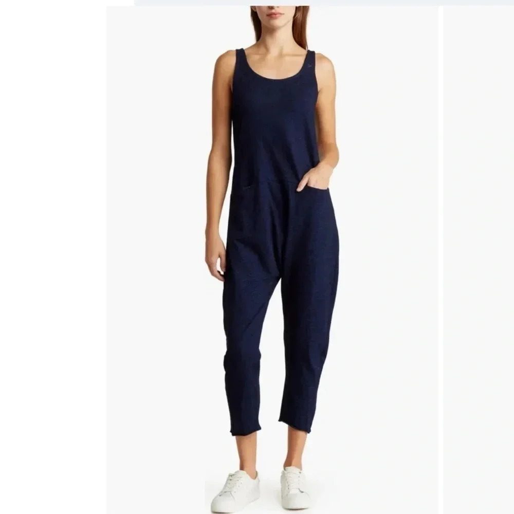 AG Adriano Goldschmied Abyl Sleeveless Overalls Jumpsuit in Navy Blue Size S